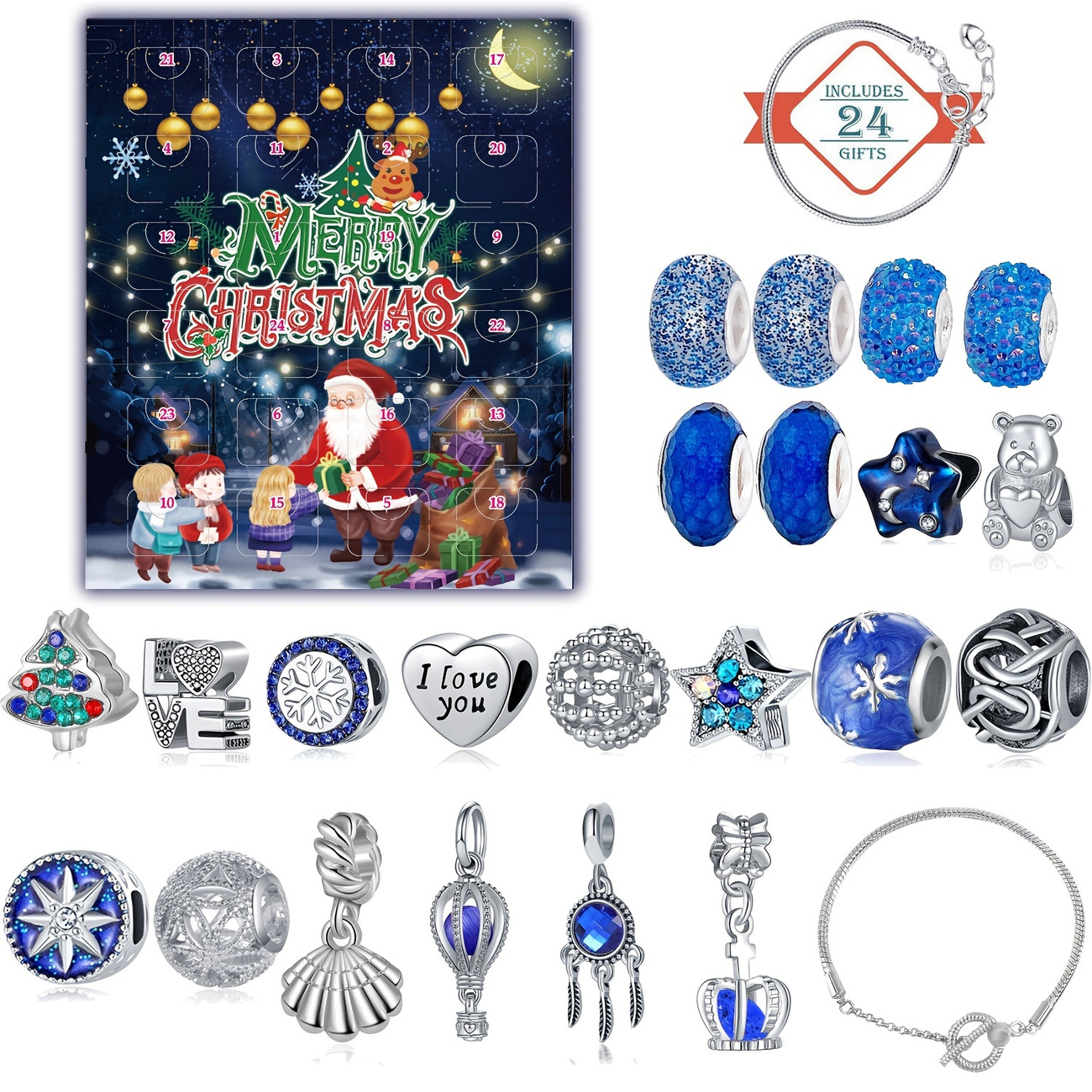 Christmas Bracelet Advent Calendar Girls Advent Calendar 2022 Charm Christmas Bracelet Advent Calendar Girls Advent Calendar 2022 Charm